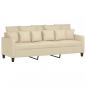 Preview: 3-Sitzer-Sofa mit Hocker Creme 180 cm Stoff
