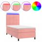 Preview: Boxspringbett mit Matratze & LED Rosa 90x200 cm Samt