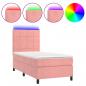 Preview: Boxspringbett mit Matratze & LED Rosa 90x190 cm Samt