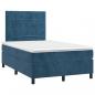 Preview: Boxspringbett mit Matratze Dunkelblau 120x200 cm Samt