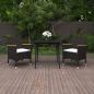 Preview: ARDEBO.de - 3-tlg. Garten-Essgruppe mit Auflagen Poly Rattan und Glas