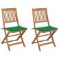 Preview: ARDEBO.de - Klappbare Gartenstühle 2 Stk. mit Kissen Massivholz Akazie