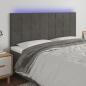 Preview: ARDEBO.de - LED Kopfteil Dunkelgrau 200x5x118/128 cm Samt