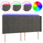 Preview: LED Kopfteil Dunkelgrau 203x16x118/128 cm Samt