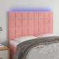Preview: ARDEBO.de - LED Kopfteil Rosa 144x5x118/128 cm Samt