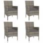 Preview: ARDEBO.de - 5-tlg. Garten-Bistro-Set mit Kissen Grau Poly Rattan