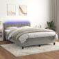 Preview: ARDEBO.de - Boxspringbett mit Matratze & LED Hellgrau 140x200 cm Samt