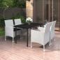 Preview: ARDEBO.de - 5-tlg. Garten-Essgruppe mit Auflagen Poly Rattan und Glas