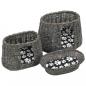 Preview: 3-tlg. Katzenkorb-Set mit Kissen Grau 47x34x60 cm Natur Weide
