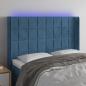 Preview: ARDEBO.de - LED Kopfteil Dunkelblau 147x16x118/128 cm Samt