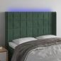 Preview: ARDEBO.de - LED Kopfteil Dunkelgrün 147x16x118/128 cm Samt