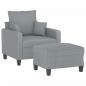 Preview: Sessel mit Hocker Hellgrau 60 cm Stoff