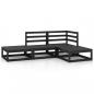 Preview: 4-tlg. Garten-Lounge-Set Schwarz Massivholz Kiefer