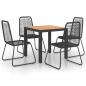 Preview: 5-tlg. Garten-Essgruppe PVC Rattan Schwarz und Braun