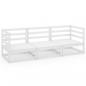 Preview: Outdoor-Sofa 3-Sitzer Weiß Massivholz Kiefer