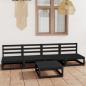 Preview: ARDEBO.de - 5-tlg. Garten-Lounge-Set Schwarz Massivholz Kiefer