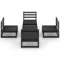 Preview: 5-tlg. Garten-Lounge-Set Schwarz Massivholz Kiefer