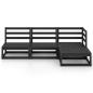 Preview: 4-tlg. Garten-Lounge-Set Schwarz Massivholz Kiefer