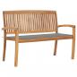 Preview: ARDEBO.de - Stapelbare Gartenbank mit Auflage 128,5 cm Massivholz Teak