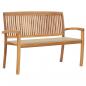 Preview: ARDEBO.de - Stapelbare Gartenbank mit Auflage 128,5 cm Massivholz Teak