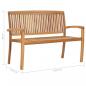 Preview: Stapelbare Gartenbank mit Auflage 128,5 cm Massivholz Teak