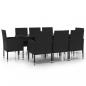 Preview: 9-tlg. Garten-Essgruppe Poly Rattan Schwarz