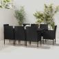 Preview: 9-tlg. Garten-Essgruppe Poly Rattan Schwarz