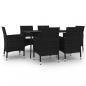 Preview: 7-tlg. Garten-Essgruppe mit Auflagen Poly Rattan und Glas