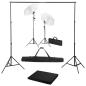 Preview: Fotostudio-Set mit Hintergrund, Leuchten und Schirmen