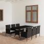 Preview: ARDEBO.de - 7-tlg. Garten-Essgruppe Poly Rattan Schwarz
