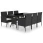 Preview: 7-tlg. Garten-Essgruppe Poly Rattan Schwarz