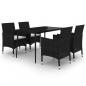 Preview: 5-tlg. Garten-Essgruppe mit Auflagen Poly Rattan und Glas