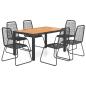 Preview: 7-tlg. Garten-Essgruppe PVC Rattan Schwarz und Braun