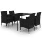 Preview: 5-tlg. Garten-Essgruppe mit Auflagen Poly Rattan und Glas