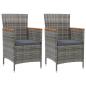Preview: 3-tlg. Garten-Essgruppe mit Kissen Poly Rattan Grau
