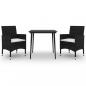 Preview: 3-tlg. Garten-Essgruppe mit Auflagen Poly Rattan und Glas