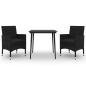 Preview: 3-tlg. Garten-Essgruppe mit Auflagen Poly Rattan und Glas
