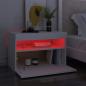 Preview: Nachttisch mit LED-Leuchten Weiß 60x35x40 cm Holzwerkstoff