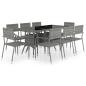 Preview: 9-tlg. Garten-Essgruppe Poly Rattan Anthrazit und Grau