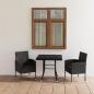Preview: 3-tlg. Garten-Essgruppe Poly Rattan Schwarz