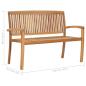 Preview: Stapelbare Gartenbank mit Auflage 128,5 cm Massivholz Teak