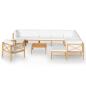 Preview: 12-tlg. Garten-Lounge-Set mit Creme Kissen Massivholz Teak