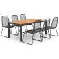 Preview: 7-tlg. Garten-Essgruppe PVC Rattan Schwarz und Braun