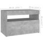 Preview: Nachttisch mit LED-Leuchten Betongrau 60x35x40 cm