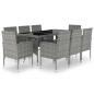 Preview: 9-tlg. Garten-Essgruppe Poly Rattan Anthrazit und Grau