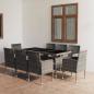 Preview: 9-tlg. Garten-Essgruppe Poly Rattan Anthrazit und Grau