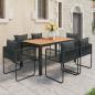 Preview: ARDEBO.de - 7-tlg. Garten-Essgruppe PVC Rattan Schwarz und Braun