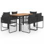 Preview: 7-tlg. Garten-Essgruppe PVC Rattan Schwarz und Braun