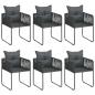 Preview: 7-tlg. Garten-Essgruppe PVC Rattan Schwarz und Braun