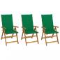 Preview: ARDEBO.de - Klappbare Gartenstühle 3 Stk. mit Auflagen Massivholz Akazie